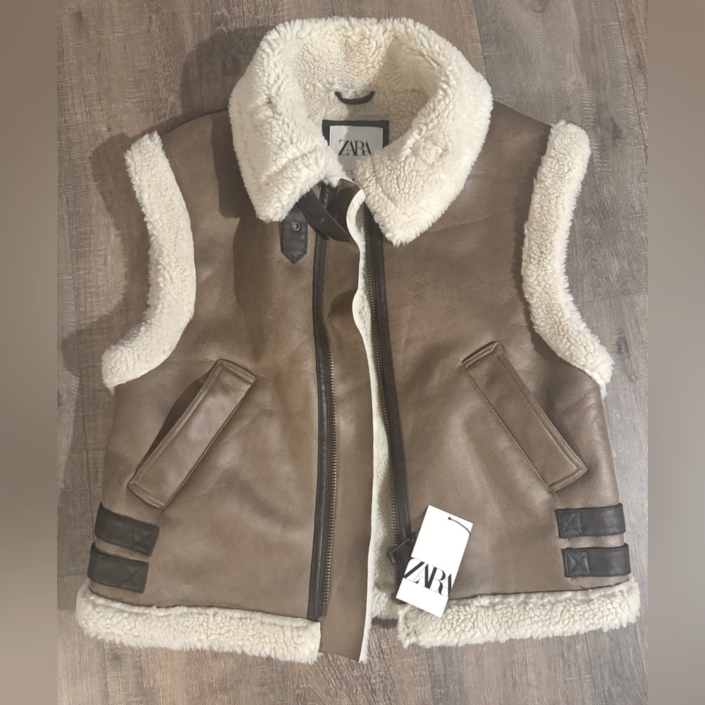 ZARA Shearling/Faux Suede Vest